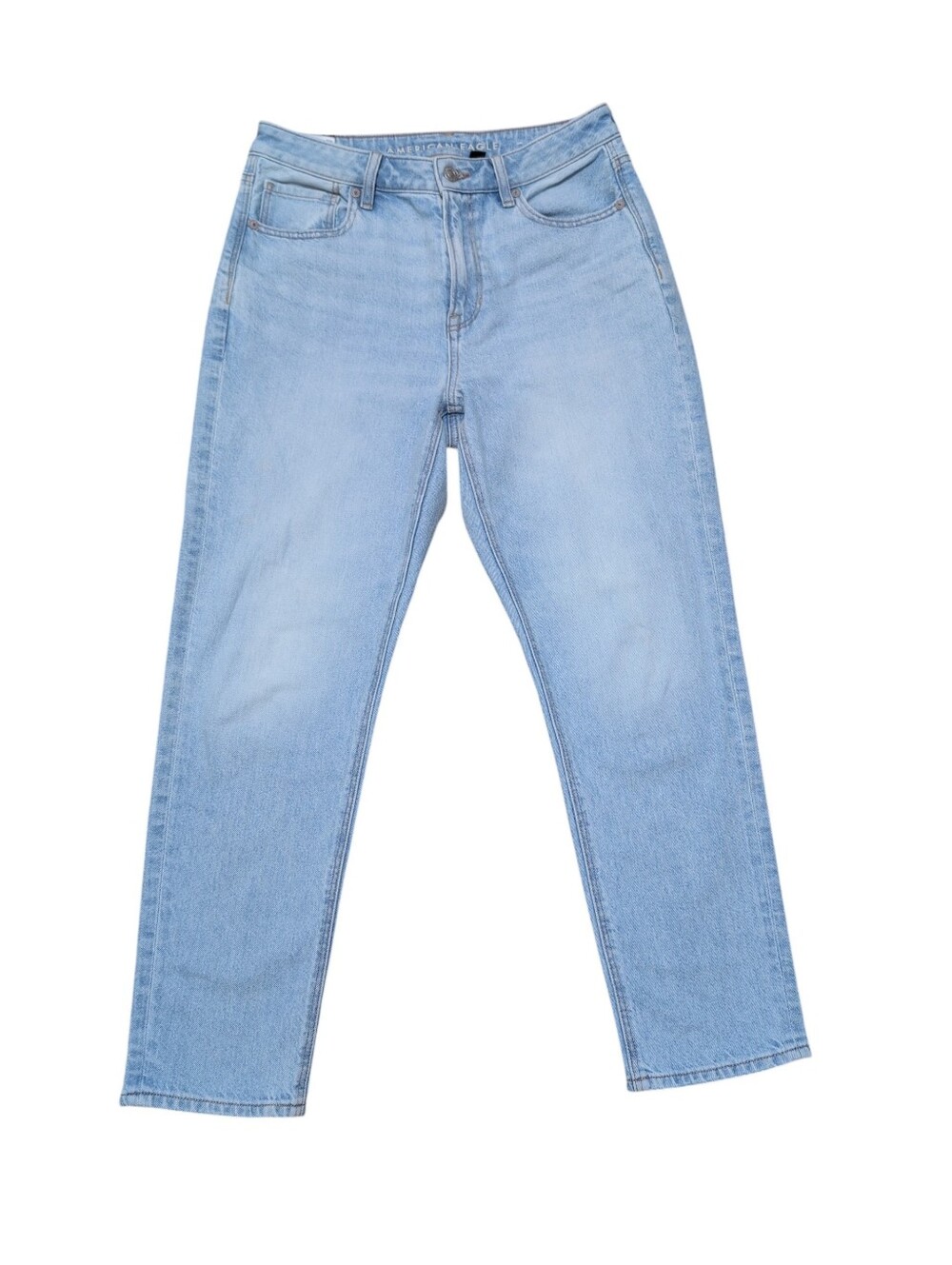 American Eagle Strigid Mom Jeans High Rise Straight Leg Light Wash Size 6 Short